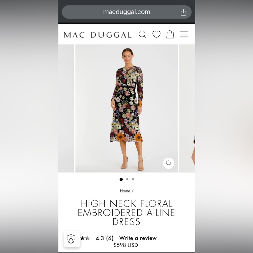 Mac Duggal Floral mid-dress - Picture 4 of 4